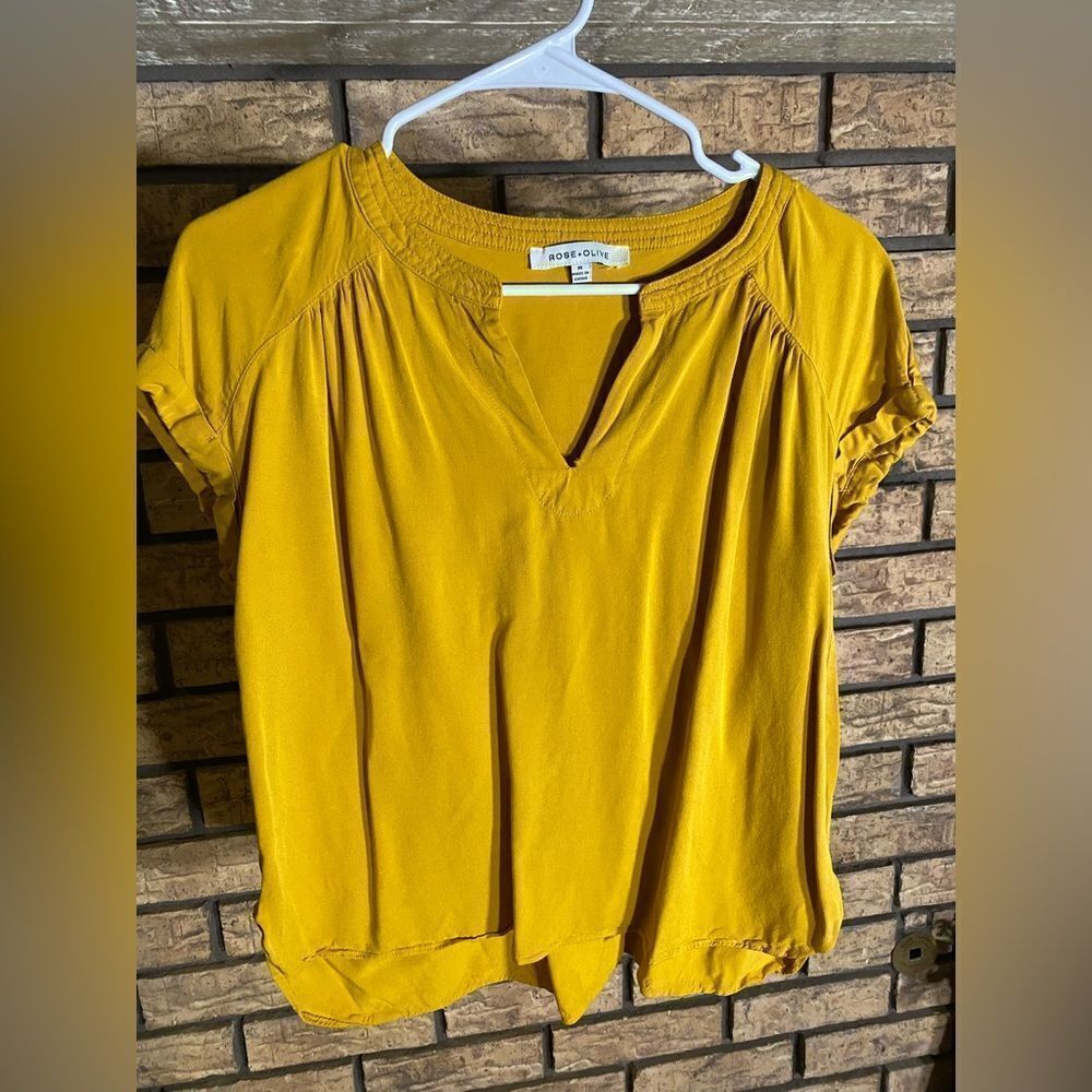 Rose and olive mustard‎ yellow blouse